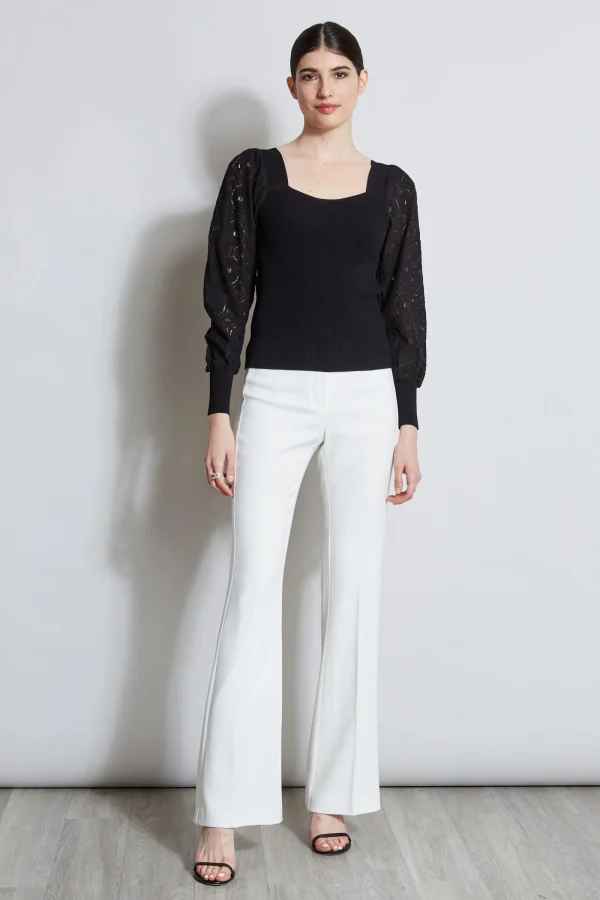 Elie Tahari Tops & Sweaters-Contour Neck Lace Sleeve Sweater