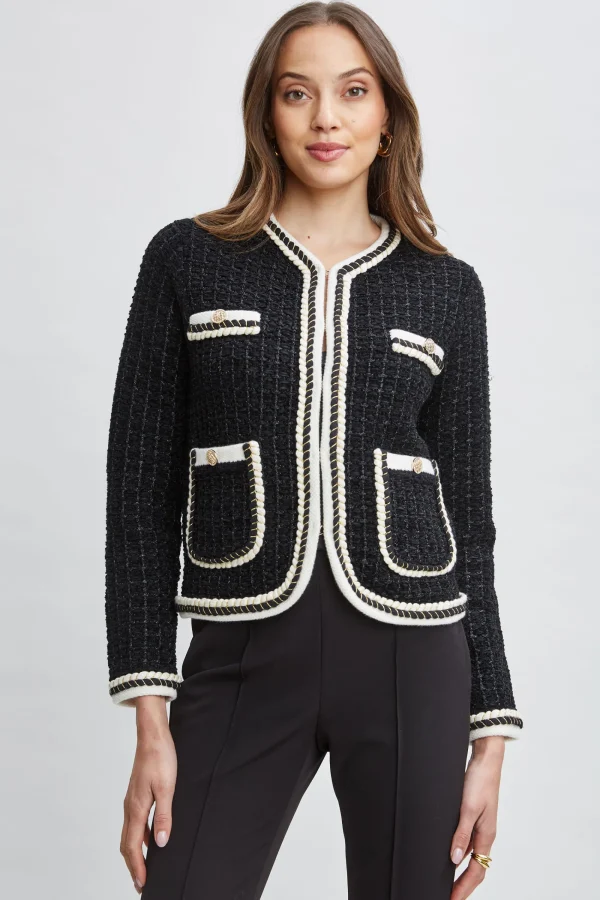 Elie Tahari Tops & Sweaters | Suiting-Contrast Cardigan Sweater