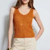 Elie Tahari Tops & Sweaters-Cotton Crochet V-Neck Sweater