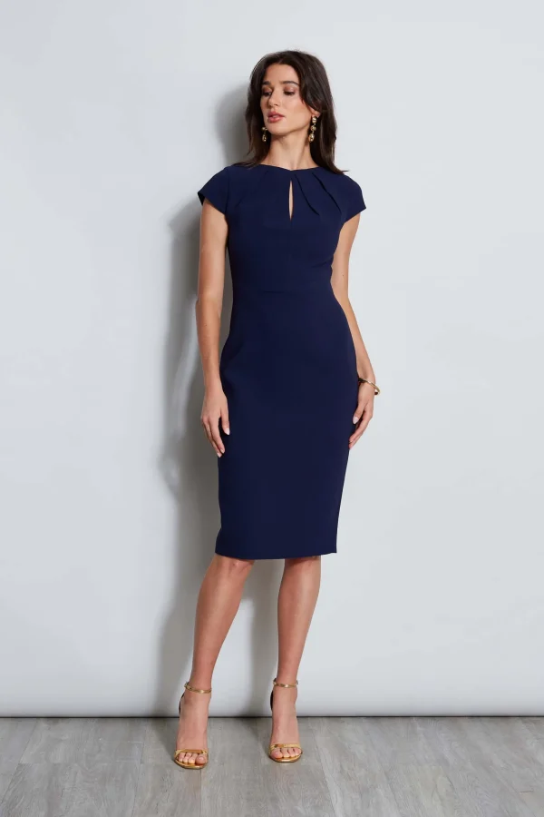 Elie Tahari Dresses & Jumpsuits | Short Sleeve Dresses-Crepe Keyhole Dart Dress