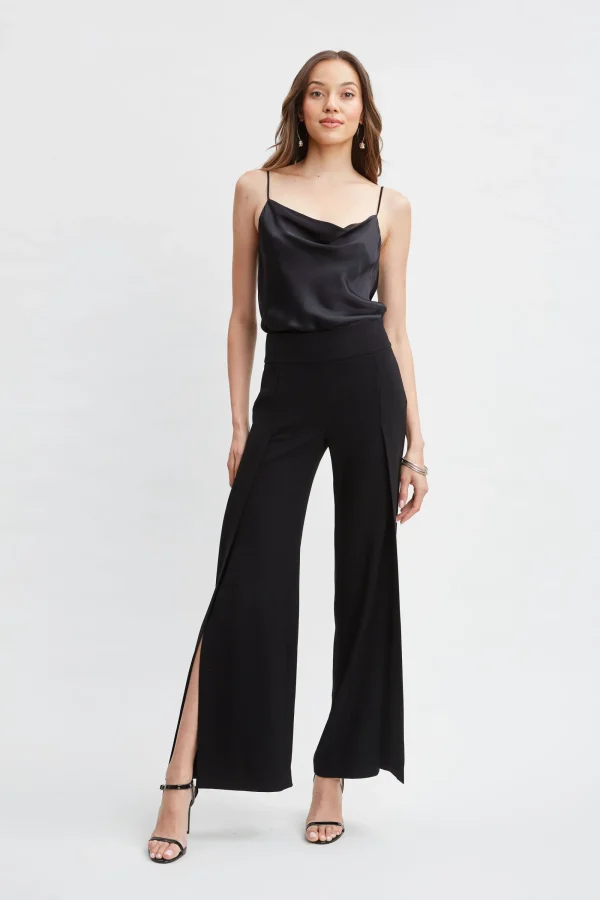 Elie Tahari Bottoms | Suiting-Crepe Overlay Slit Pant