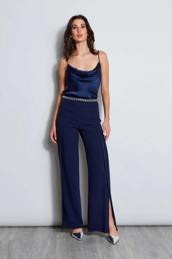 Elie Tahari Bottoms | Suiting-Crepe Overlay Slit Pant