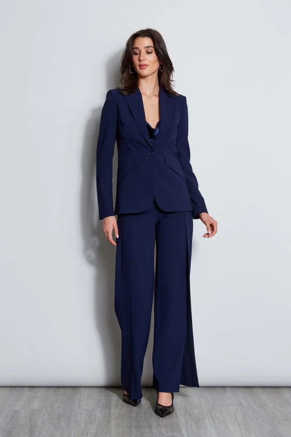 Elie Tahari Bottoms | Suiting-Crepe Overlay Slit Pant