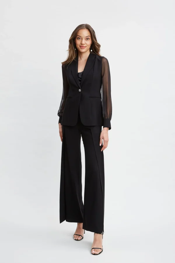 Elie Tahari Bottoms | Suiting-Crepe Overlay Slit Pant