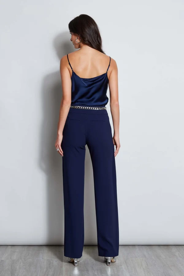 Elie Tahari Bottoms | Suiting-Crepe Overlay Slit Pant