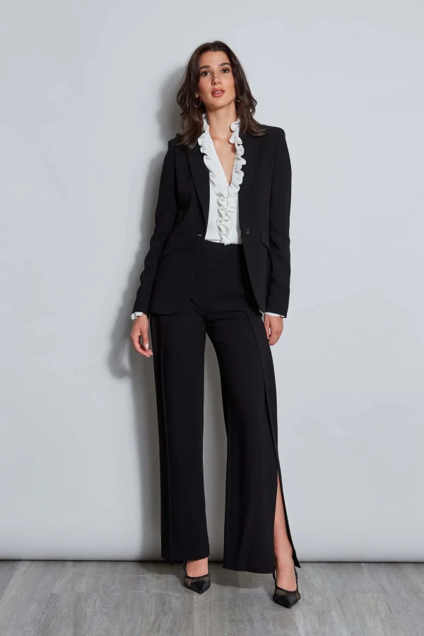 Elie Tahari Bottoms | Suiting-Crepe Overlay Slit Pant