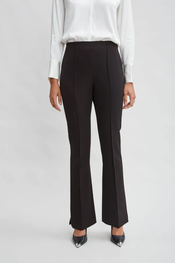 Elie Tahari Bottoms | Suiting-Crepe Seam Slit Flare Pant