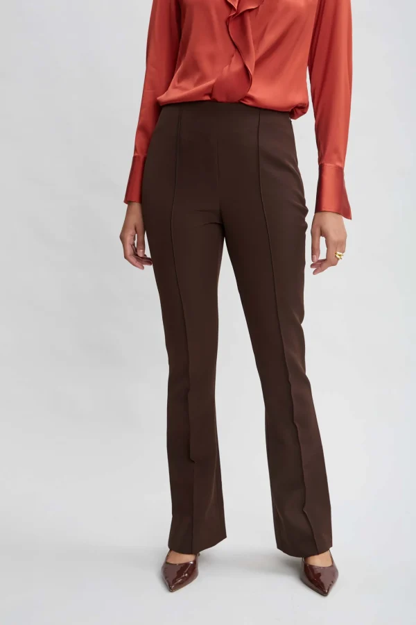 Elie Tahari Bottoms-Crepe Seam Slit Flare Pant