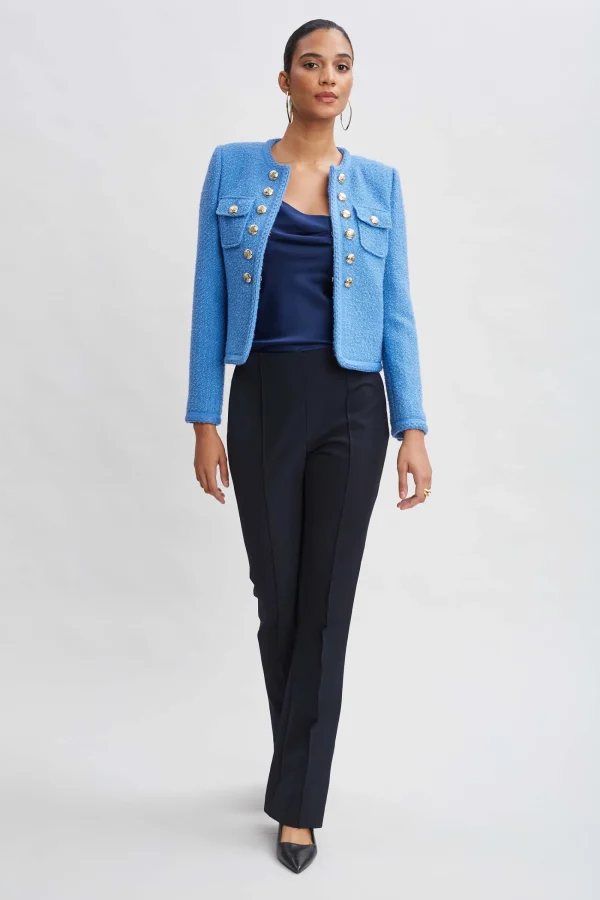 Elie Tahari Bottoms-Crepe Seam Slit Flare Pant