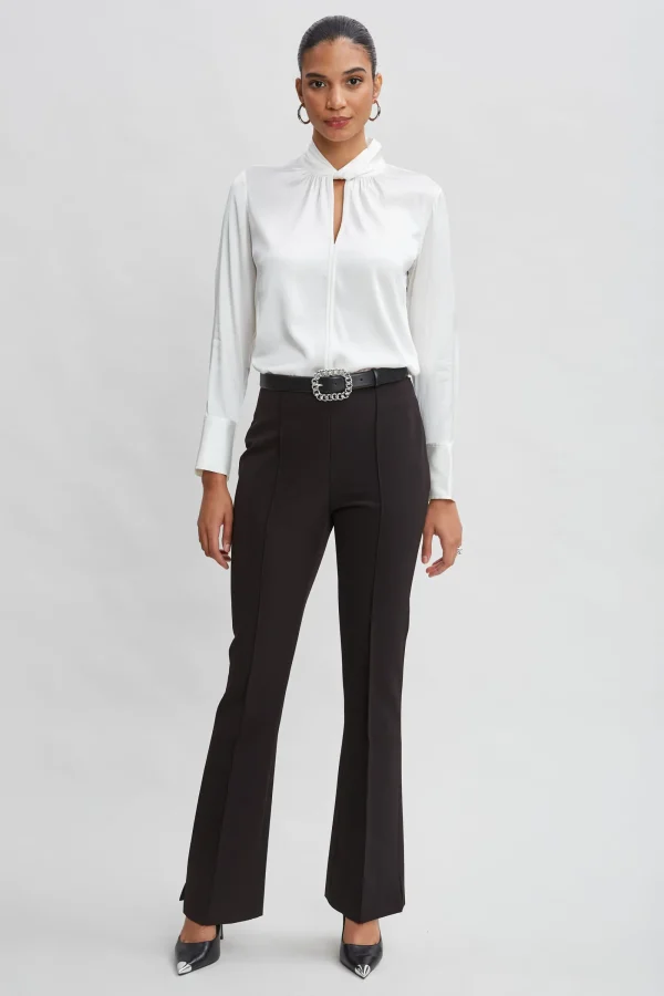 Elie Tahari Bottoms | Suiting-Crepe Seam Slit Flare Pant