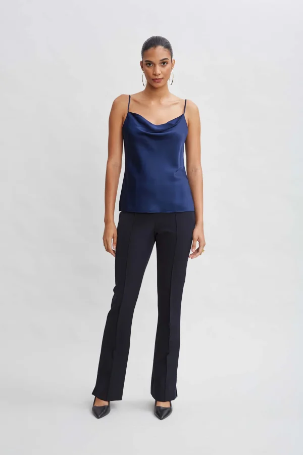 Elie Tahari Bottoms-Crepe Seam Slit Flare Pant