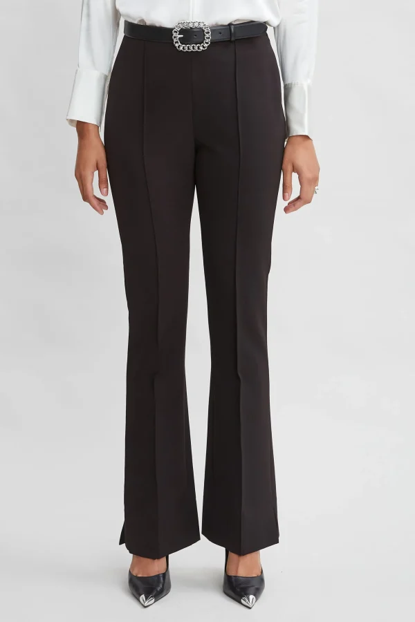 Elie Tahari Bottoms | Suiting-Crepe Seam Slit Flare Pant