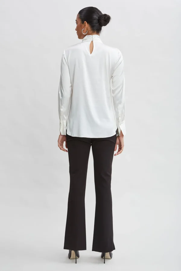 Elie Tahari Bottoms | Suiting-Crepe Seam Slit Flare Pant