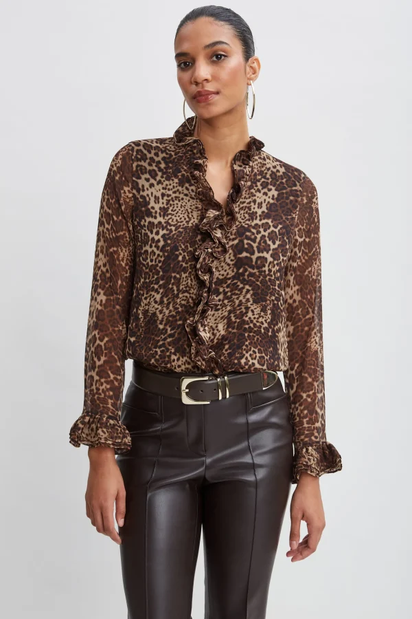 Elie Tahari Tops & Sweaters-Crinkle Chiffon Safari Blouson Shirt