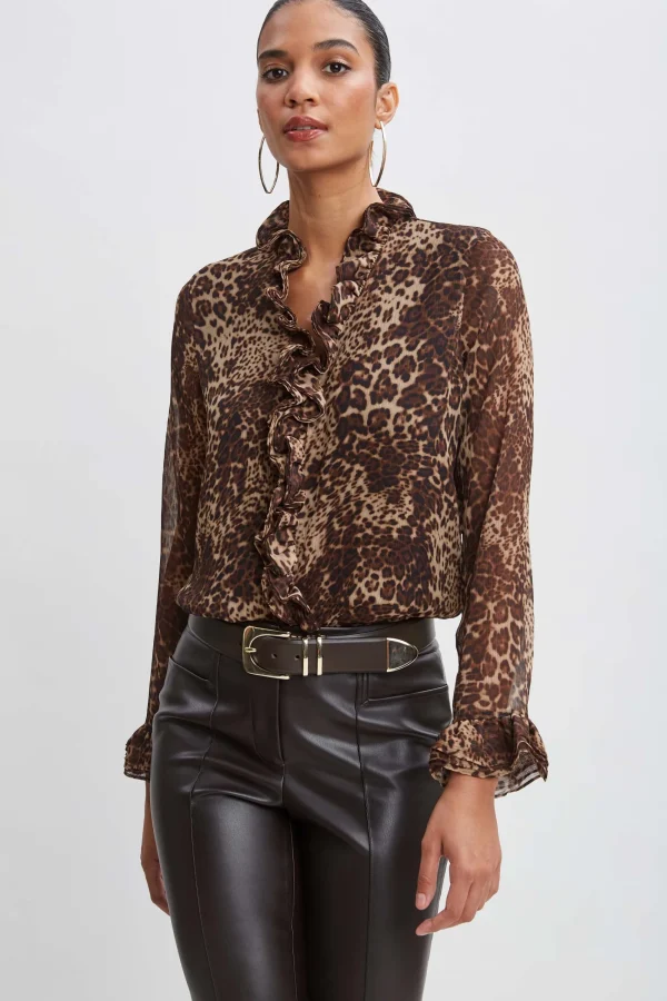 Elie Tahari Tops & Sweaters-Crinkle Chiffon Safari Blouson Shirt