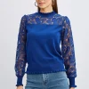 Elie Tahari Tops & Sweaters-Crochet Long Sleeve Sweater