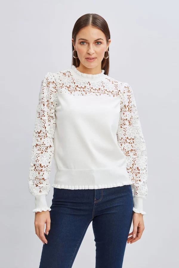 Elie Tahari Tops & Sweaters-Crochet Long Sleeve Sweater