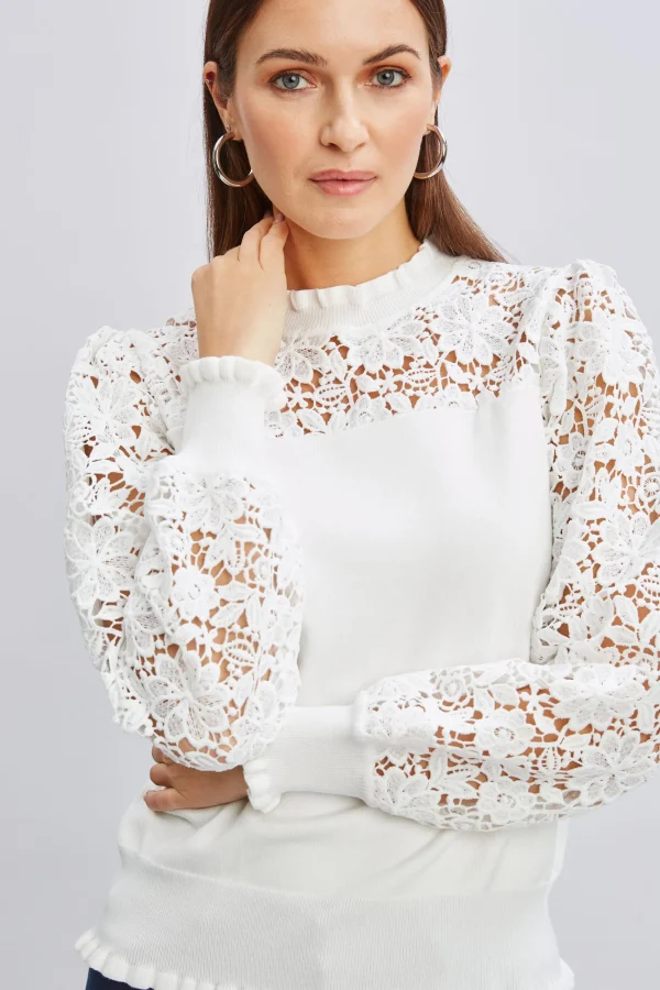 Elie Tahari Tops & Sweaters-Crochet Long Sleeve Sweater