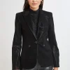 Elie Tahari Jackets & Blazers | Suiting-Croco Embossed Vegan Leather Panel Blazer