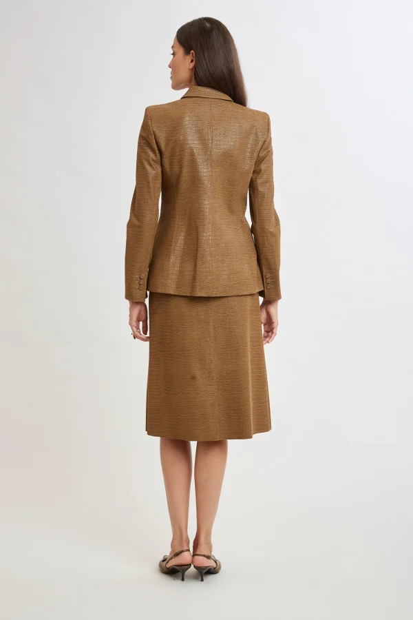 Elie Tahari Jackets & Blazers | Suiting-Croco Embossed Vegan Leather Panel Blazer