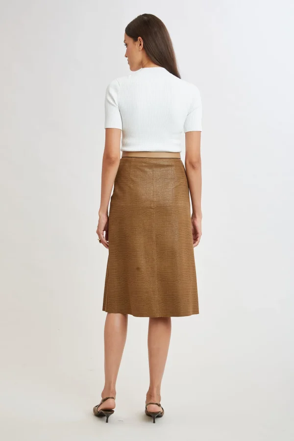 Elie Tahari Bottoms | Suiting-Croco Embossed Vegan Leather Midi Skirt