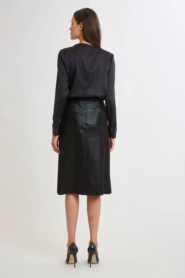 Elie Tahari Bottoms | Suiting-Croco Embossed Vegan Leather Midi Skirt