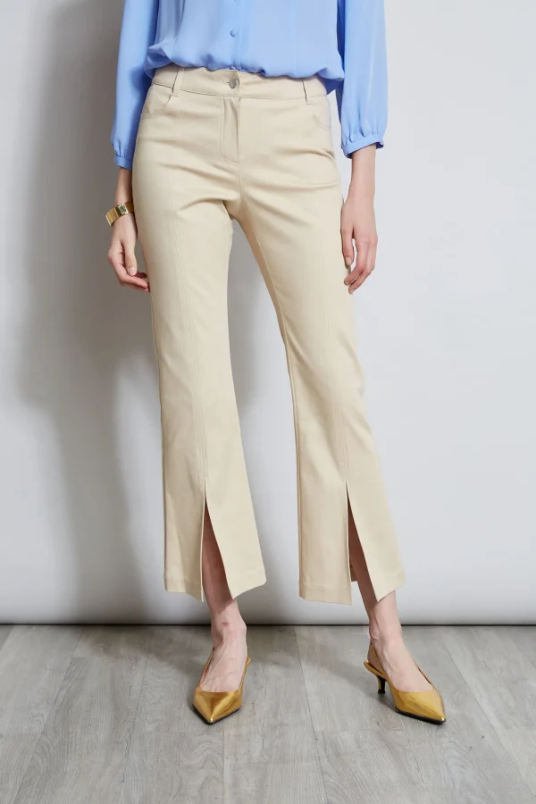 Elie Tahari Bottoms-Cropped Denim Canvas Slit Pant