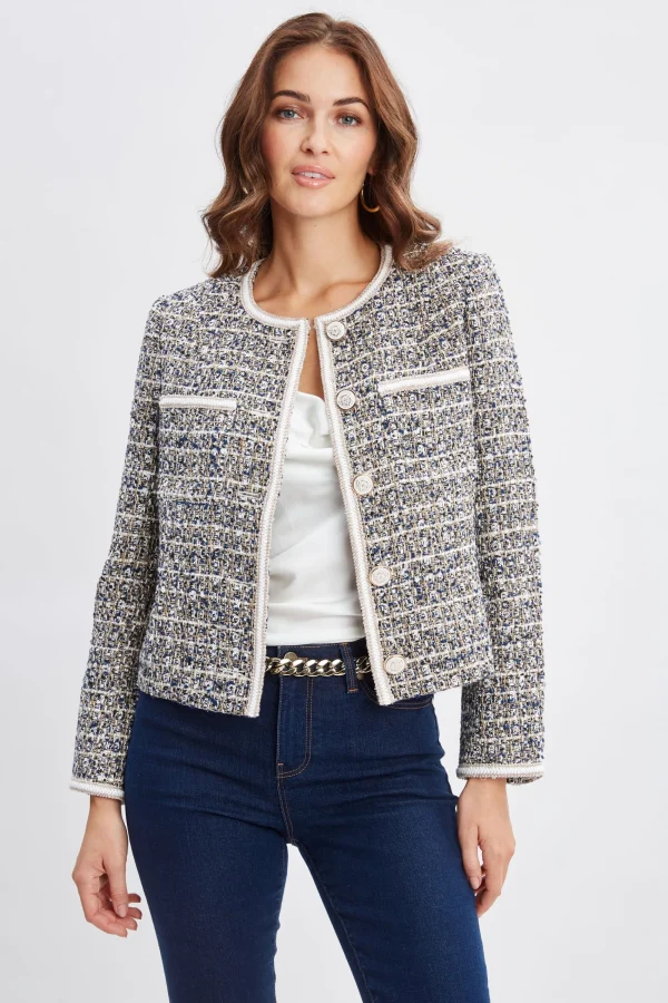 Elie Tahari Jackets & Blazers | Suiting-Cropped Tweed Jacket