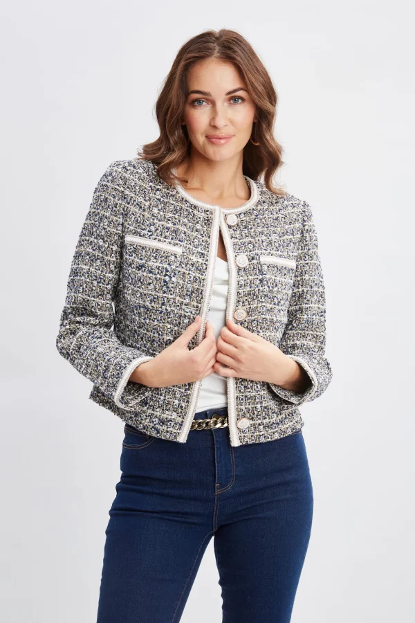 Elie Tahari Jackets & Blazers | Suiting-Cropped Tweed Jacket