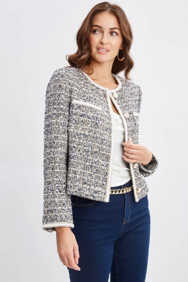 Elie Tahari Jackets & Blazers | Suiting-Cropped Tweed Jacket