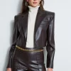 Elie Tahari Jackets & Blazers-Cropped Vegan Leather Jacket