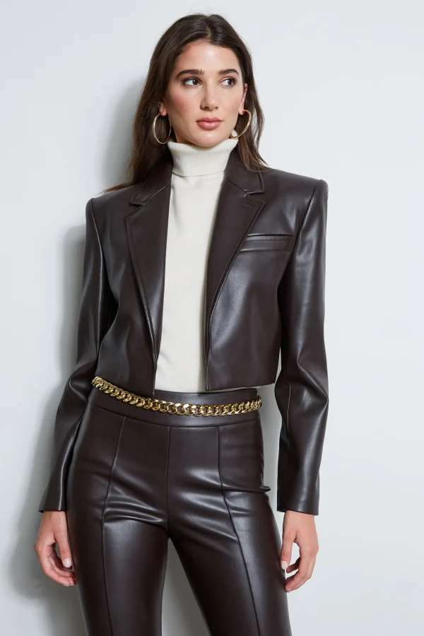 Elie Tahari Jackets & Blazers-Cropped Vegan Leather Jacket