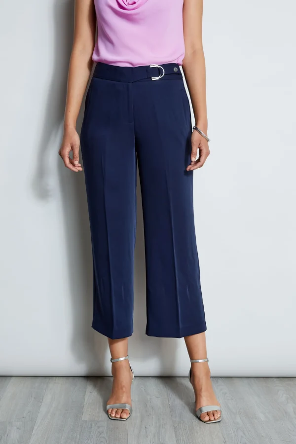 Elie Tahari Bottoms-Cropped Wide Leg Belted Pant