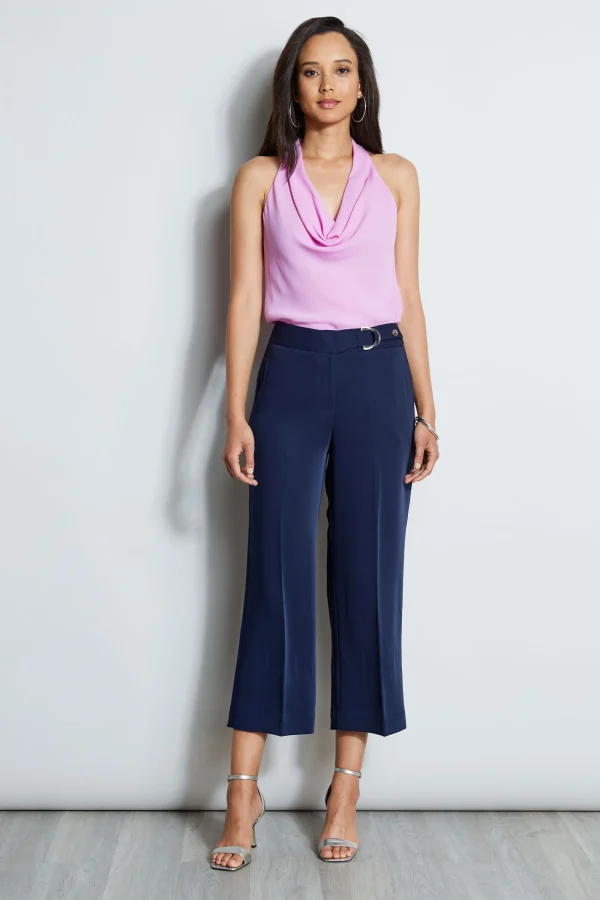 Elie Tahari Bottoms-Cropped Wide Leg Belted Pant