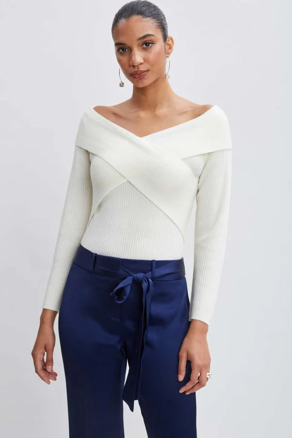 Elie Tahari Tops & Sweaters-Cross Shoulder Cashmere Merino Sweater