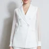 Elie Tahari Jackets & Blazers-Double Breasted Chiffon Sleeve Blazer