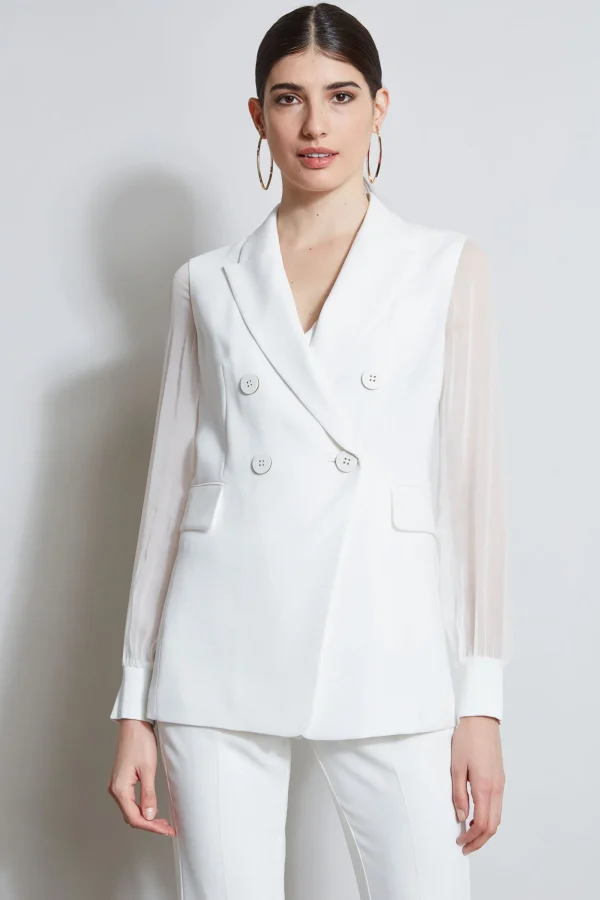 Elie Tahari Jackets & Blazers-Double Breasted Chiffon Sleeve Blazer