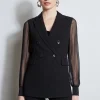 Elie Tahari Jackets & Blazers-Double Breasted Chiffon Sleeve Blazer