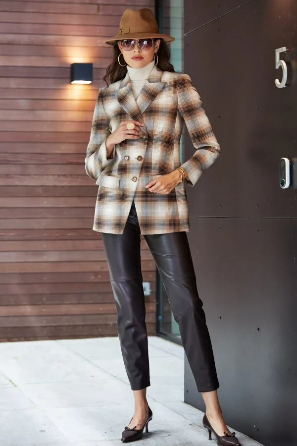 Elie Tahari Jackets & Blazers-Double Breasted Ombre Plaid Blazer