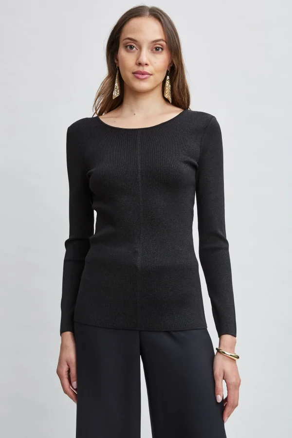 Elie Tahari Tops & Sweaters-Draped Chain Lurex Sweater