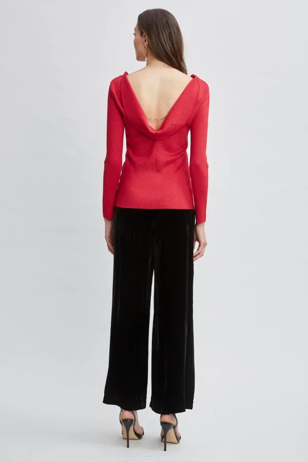 Elie Tahari Tops & Sweaters-Draped Chain Lurex Sweater