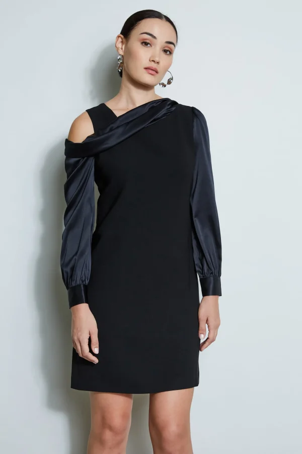 Elie Tahari Dresses & Jumpsuits | Long Sleeve Dresses-Draped Satin Shoulder Dress