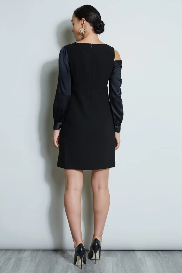 Elie Tahari Dresses & Jumpsuits | Long Sleeve Dresses-Draped Satin Shoulder Dress