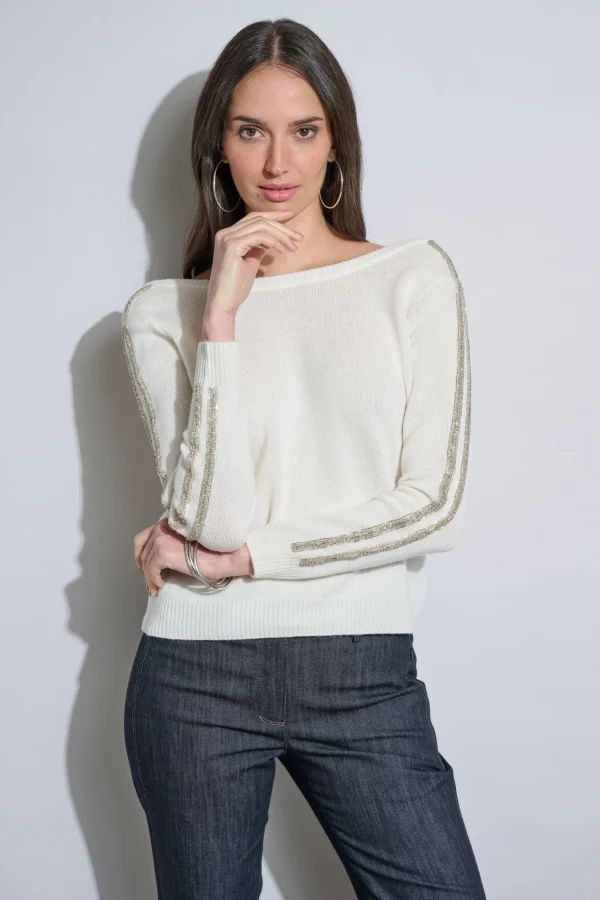 Elie Tahari Tops & Sweaters-Embellished Merino Cashmere Sweater