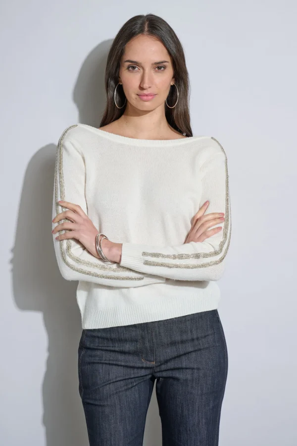 Elie Tahari Tops & Sweaters-Embellished Merino Cashmere Sweater