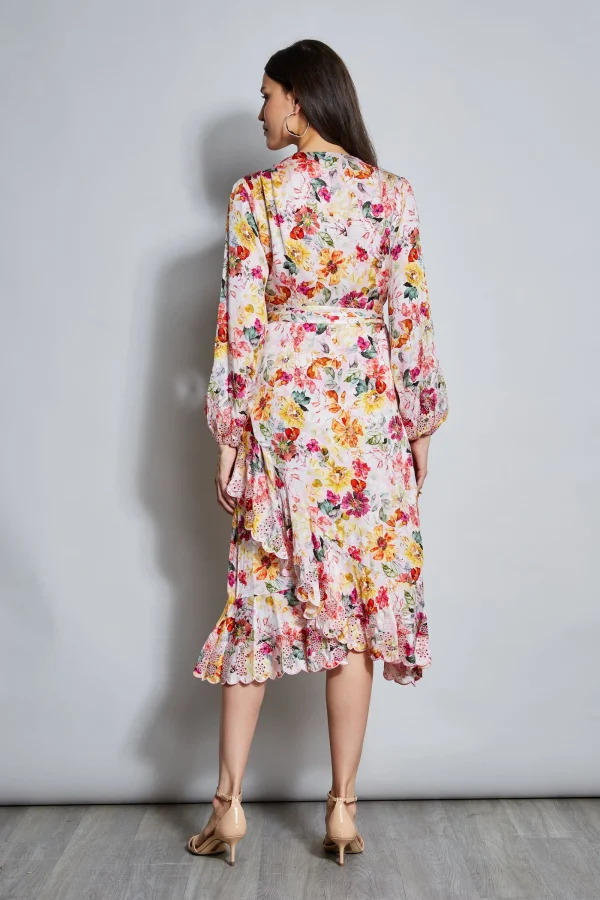 Elie Tahari Dresses & Jumpsuits | Long Sleeve Dresses-Embroidered Floral Wrap Dress