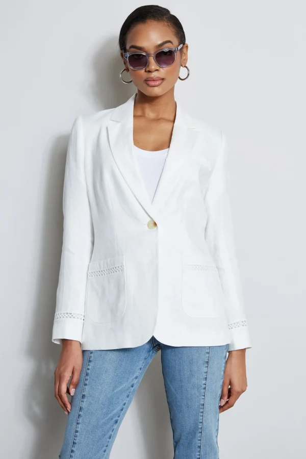 Elie Tahari Jackets & Blazers-Embroidered Linen Blazer