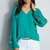 Elie Tahari Tops & Sweaters-Embroidered Long Sleeve Shirt