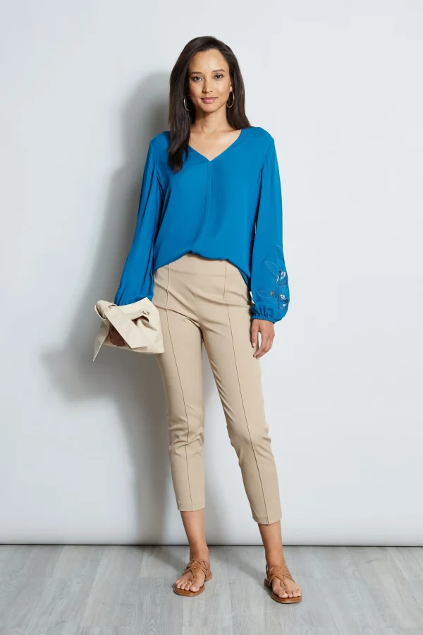 Elie Tahari Tops & Sweaters-Embroidered Long Sleeve Shirt