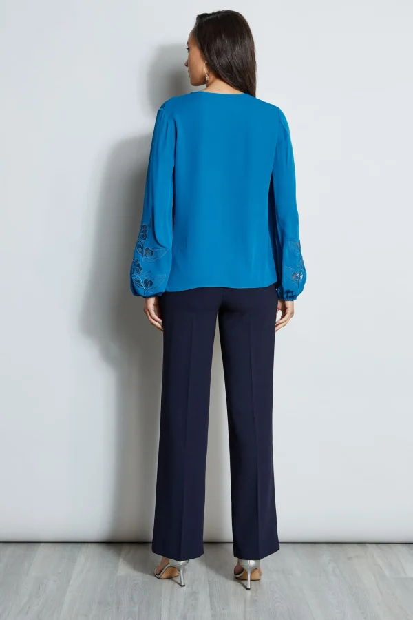 Elie Tahari Tops & Sweaters-Embroidered Long Sleeve Shirt